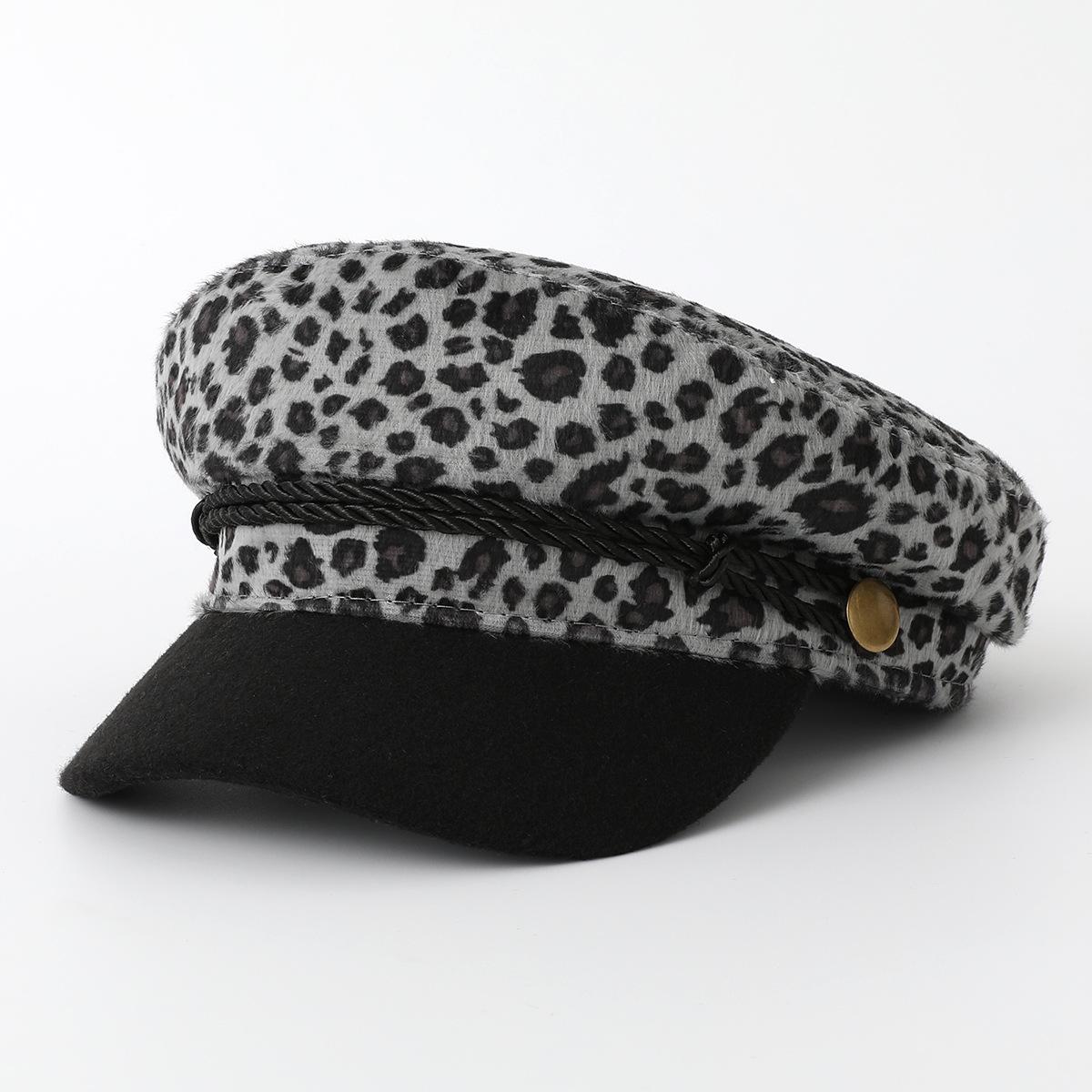 Винтажная шляпа-федора с леопардовым принтом, женская бейсболка-берет one size