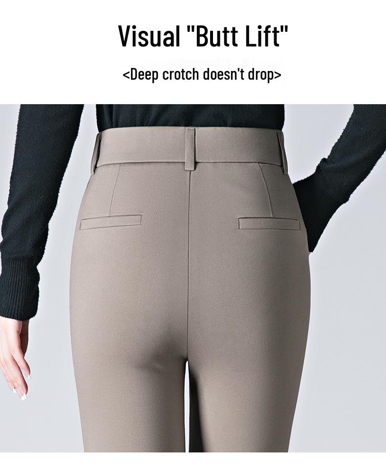 Women's Cotton-Blend Stretch Slimming Pants - Plus Size, Straight-Leg, Spring/Autumn 2025