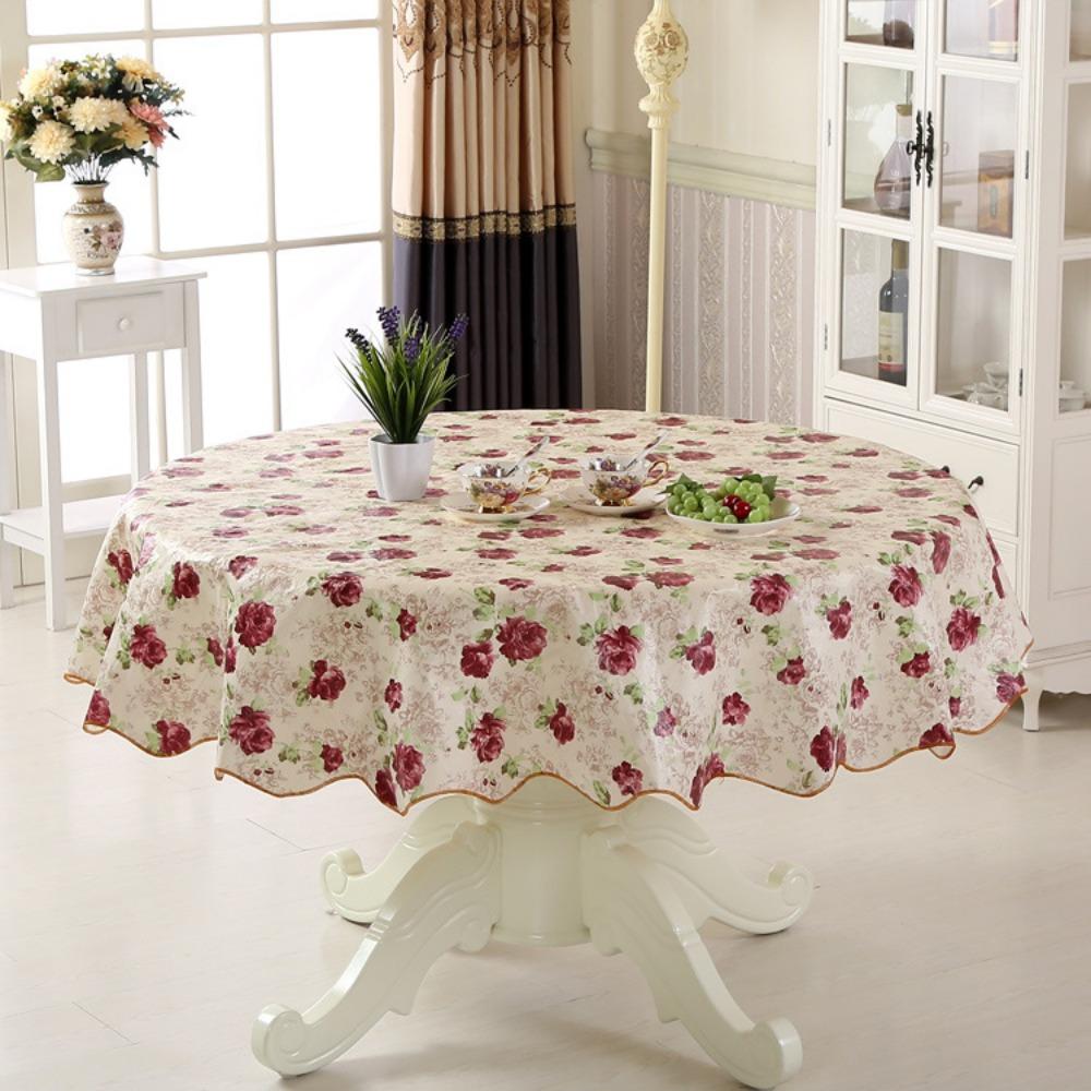 New 150cm Cushion Waterproof Round Flower Tablecloth Washable Oil Resistant Tea Cloth Hotel Restaurant