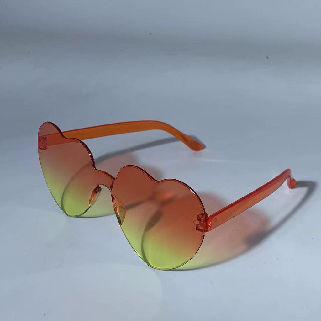 Peach Heart-Shaped Jelly Color Sunglasses: European & American Style