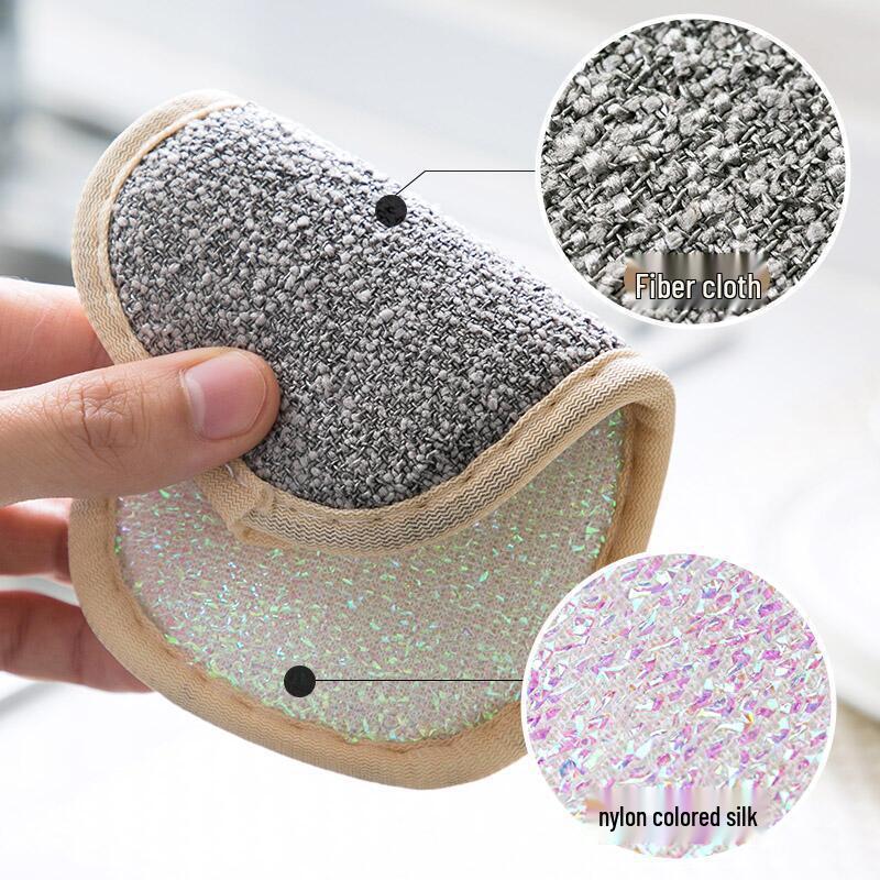 Household Kitchen Non-Scratch Cleaning Brush & Double-Sided Sponge