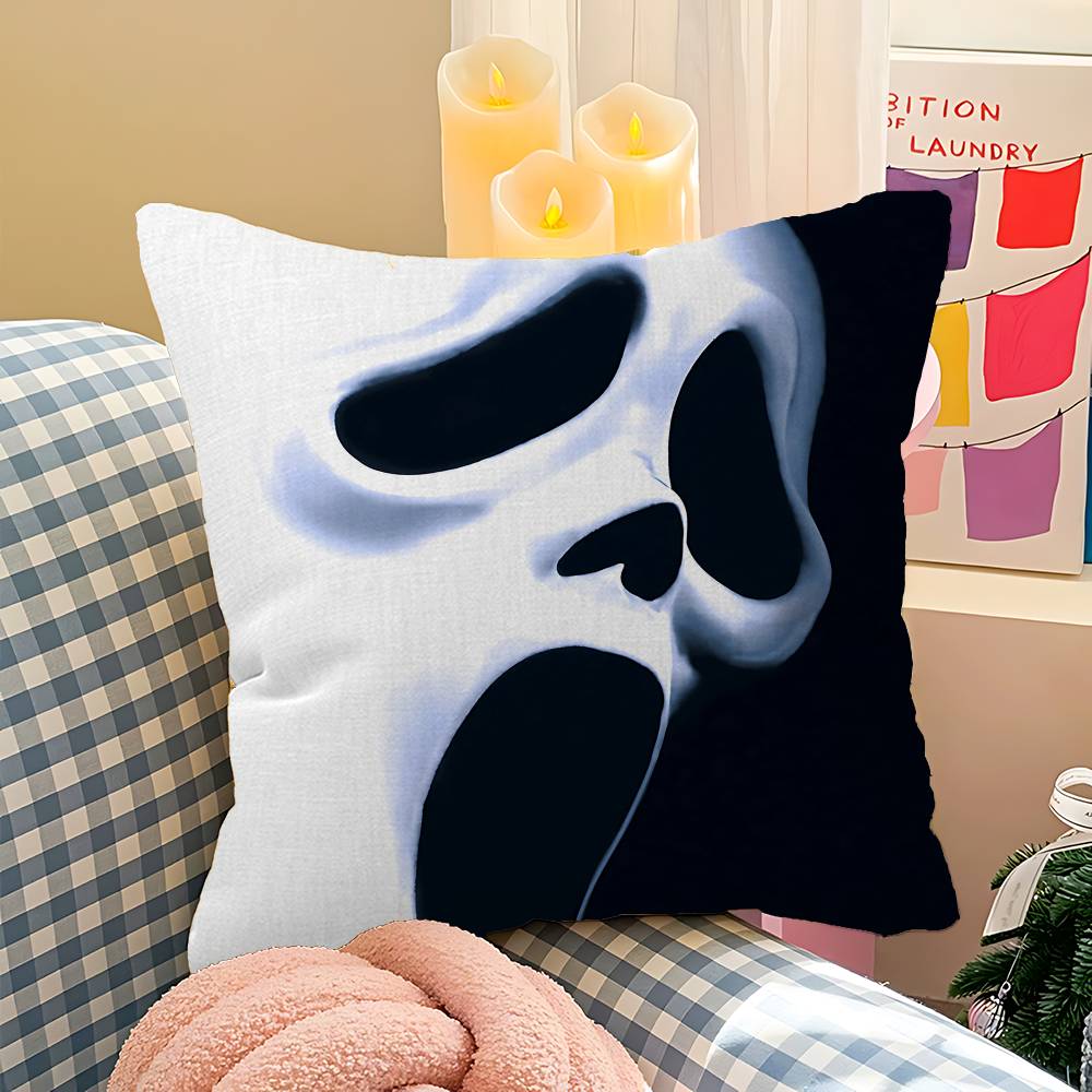 S-Scream Horror Movie Pillow Covers Cartoon Sofa Decorative Home Double-Sided Printing Short Plush Cute Cushion Cover