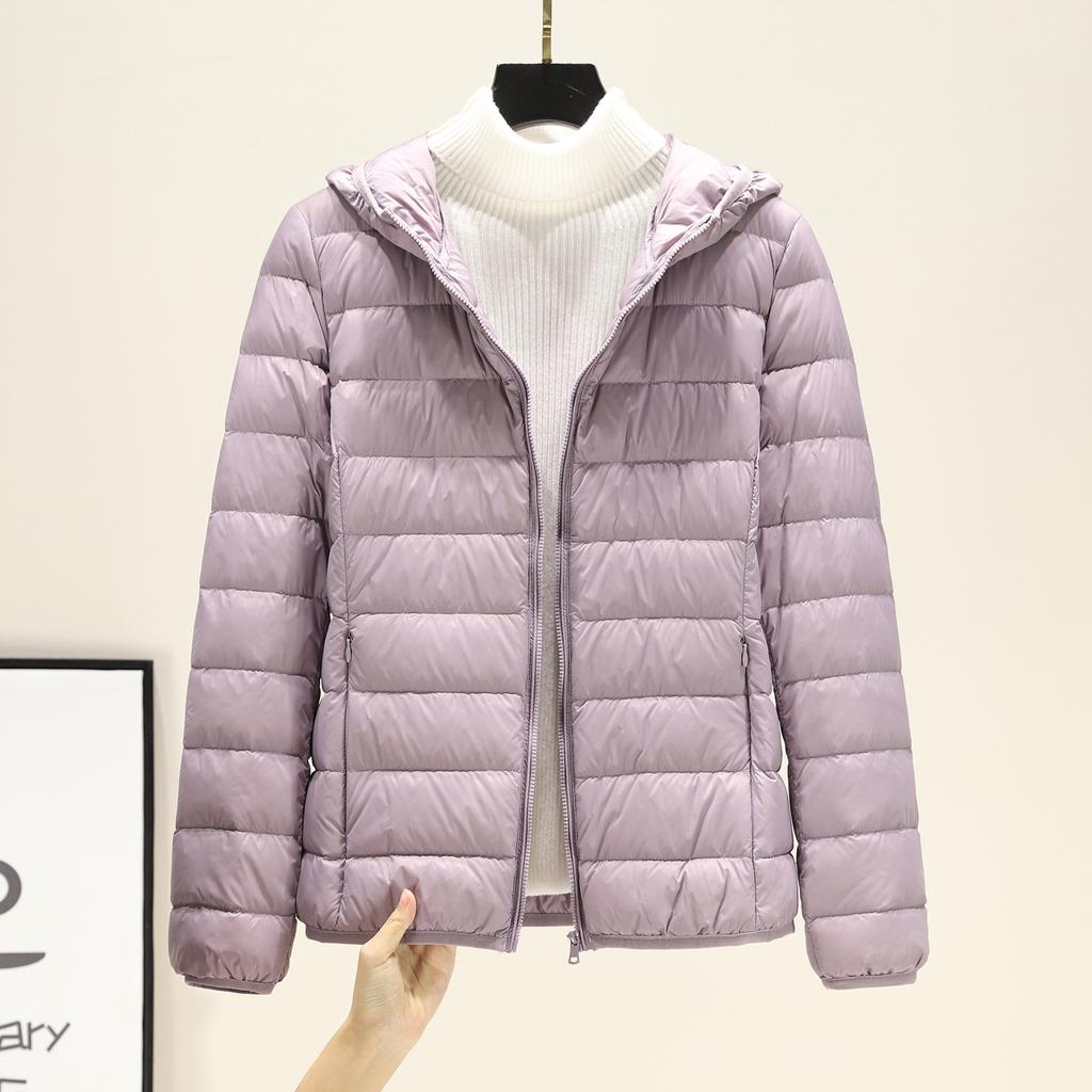 High-end light and thin down jacket women's new light and short white duck down fashionable winter hooded jacket