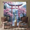 Set Of 2 Jit Cherry Blossom Pastoral Curtain Japanese Scenery Design Polyester Spring Window Decor Home With Light Blocking