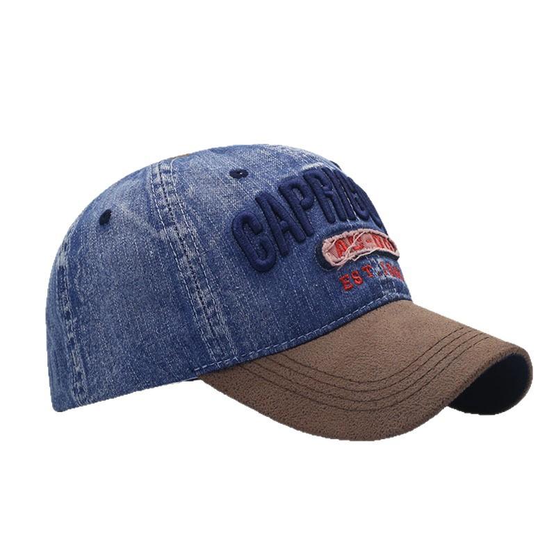 New washed denim American color matching baseball hat men's and women's casual sunshade cap
