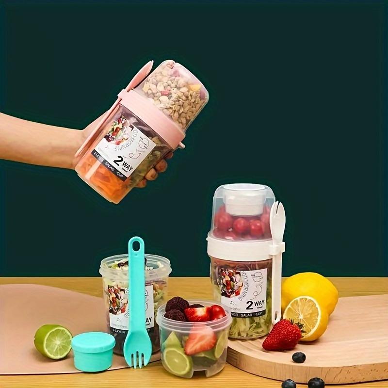 Salad Cups Carry Breakfast Cups Yogurt Cereal Oatmeal Snacks Parfait Containers and Salad Dressing Holders with Forks