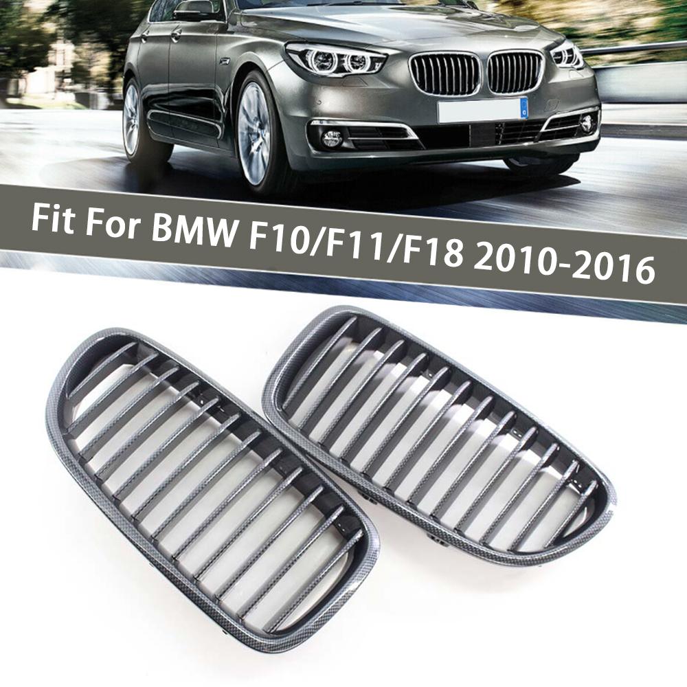 Fit For BMW 5-Series F10 F11 F18 2010-2016 Car Black Kidney Grill Dual Slats Racing Grill Replacement Part Front Bumper Grilles