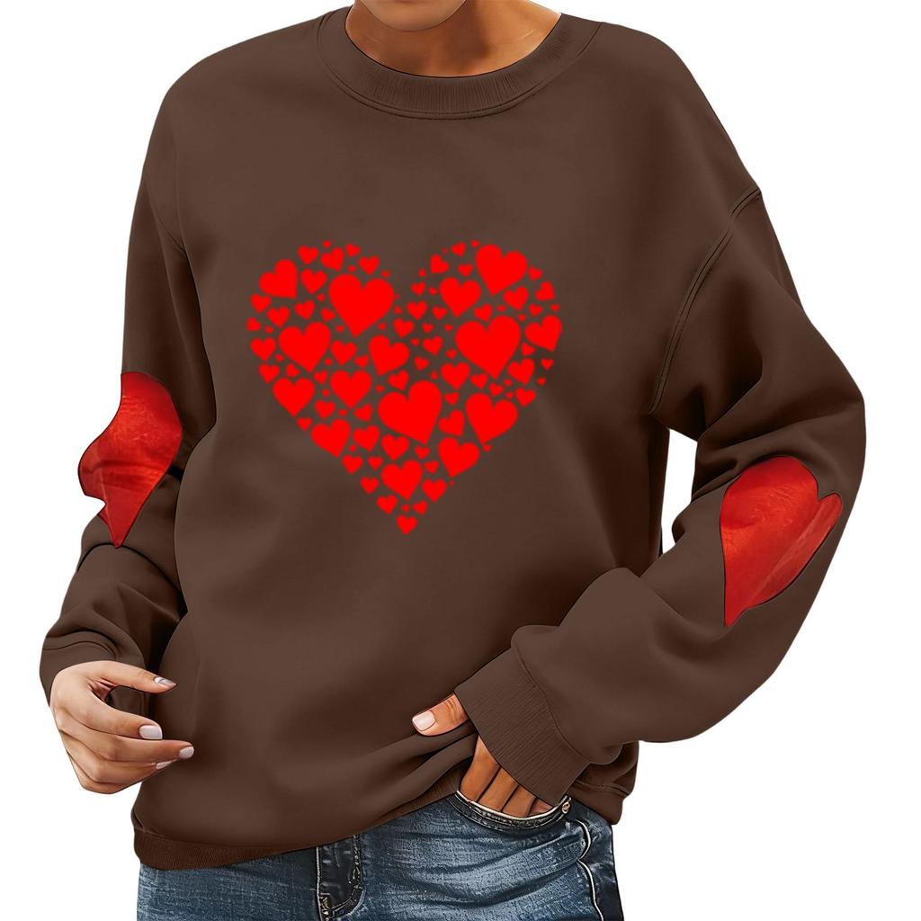 Ladies' Valentine's Day Printed Casual Long Sleeved Sports Hoodie Top