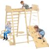Wooden Indoor Children's Climbing Frame & Slide Set with Swing