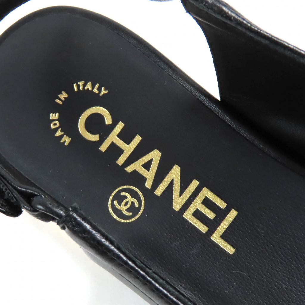 Pristine CHANEL Pumps COCO Mark Ribbon Black Lamb Leather Women 35.5 G45689 Used
