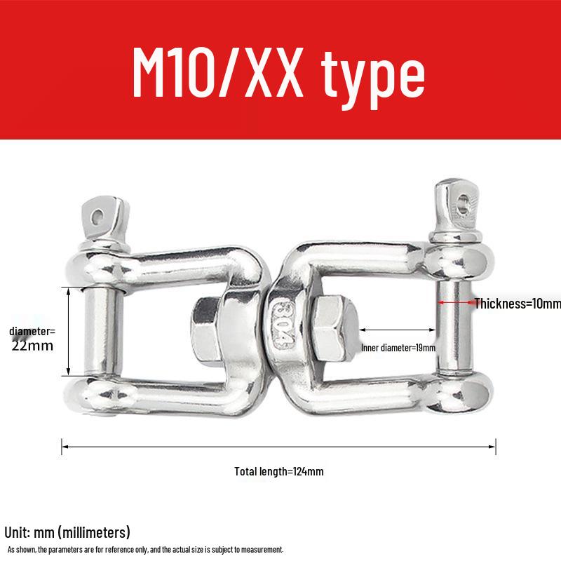 304 Stainless Steel Swivel Chain Shackle for Dog Chains and Connectors (M4, M5, M6, M8).