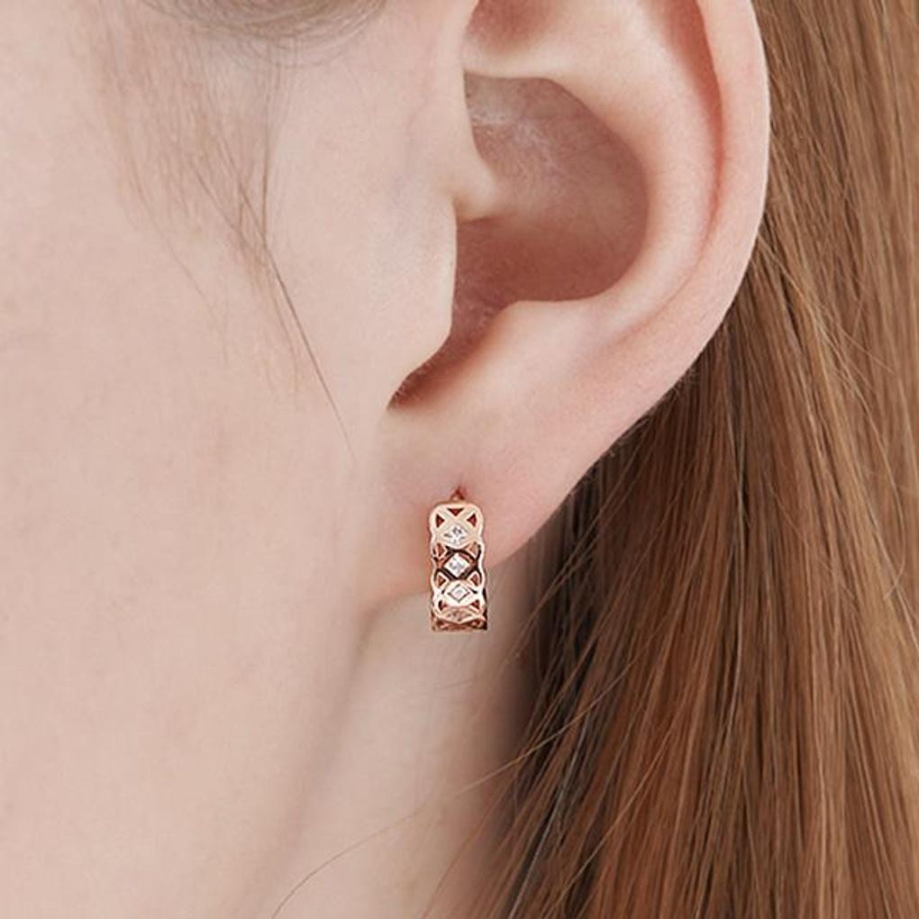 14K GF Ballroom Carved Stone One-Touch Ring Earrings C24EGF197