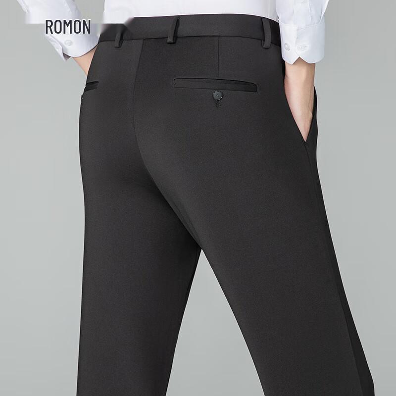 Romon Men's Wool Blend Fleece Lined Straight Leg Dress Pants