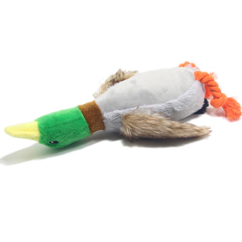Cute Plush Duck Squeaky Toy Dog Chew Rope for Teeth Cleaning Interactive Stuffed Animal Pet Plaything