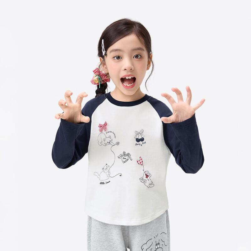 Girls' Cotton Long-Sleeve Print T-shirt