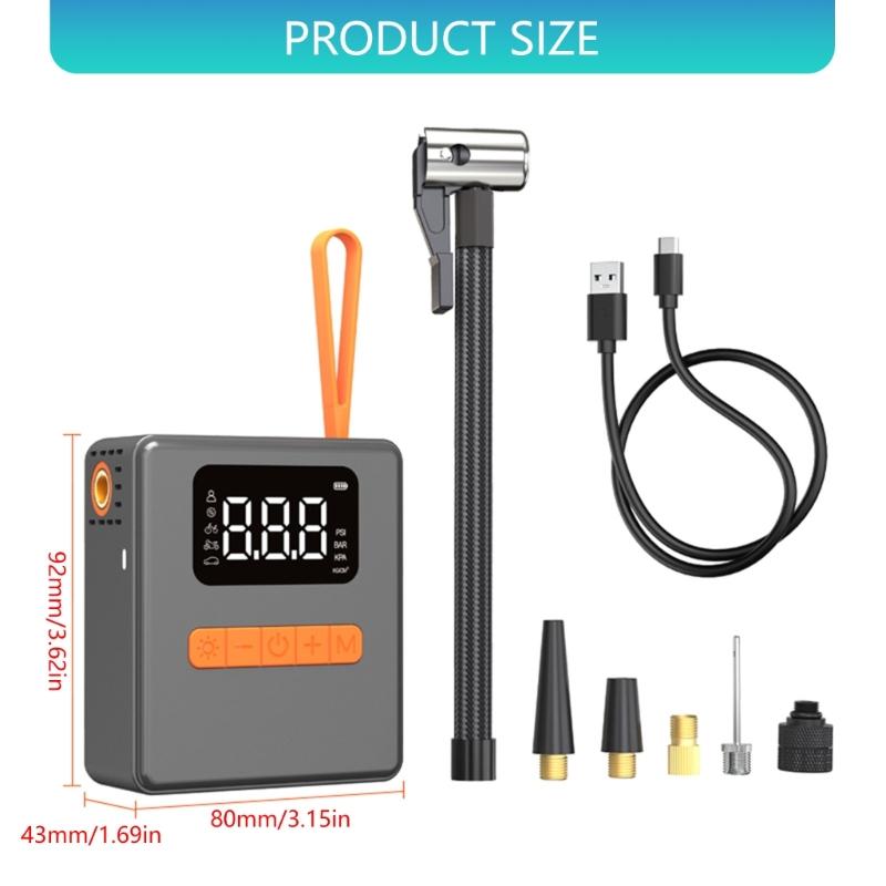 Portable Compact Multi Use Air Compressor Featuring Digital Display & LED Light for Automotive Motorcycle Bikes