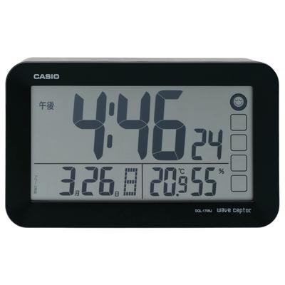 Alarm Clock, Radio-Controlled, Black, with Automatic Lighting, Digital Snooze, and Light, DQL-170NJ-1JF