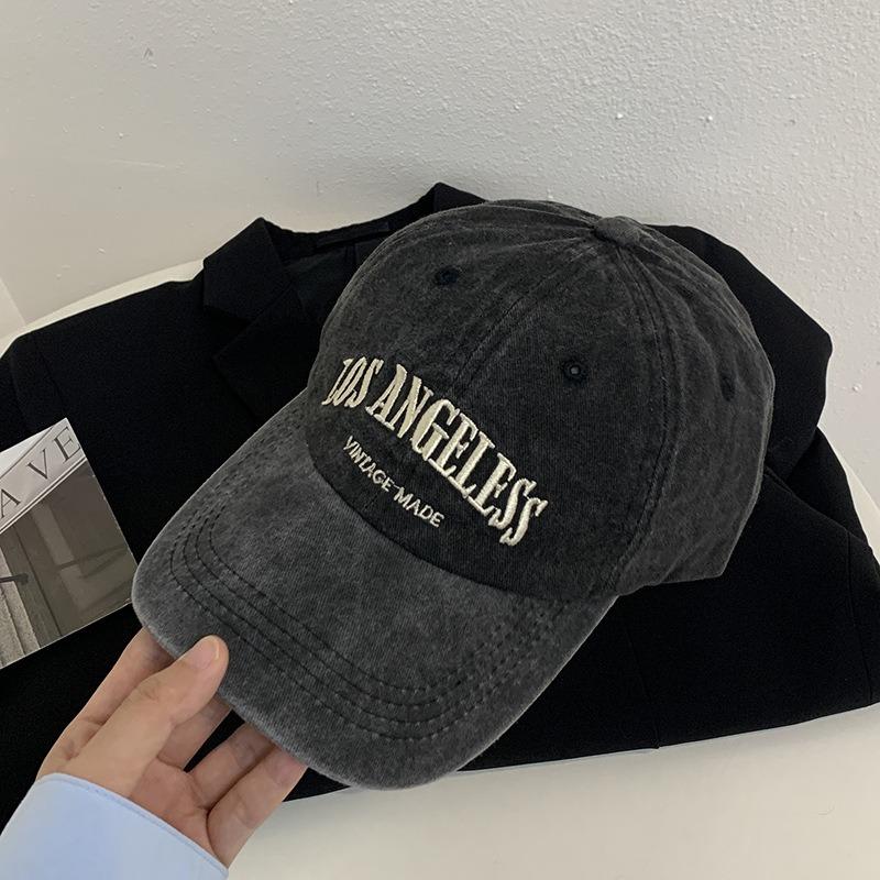 Hat Female peaked cap Deepened and widened face Small soft top baseball cap Men's versatile letter embroidered sun hat