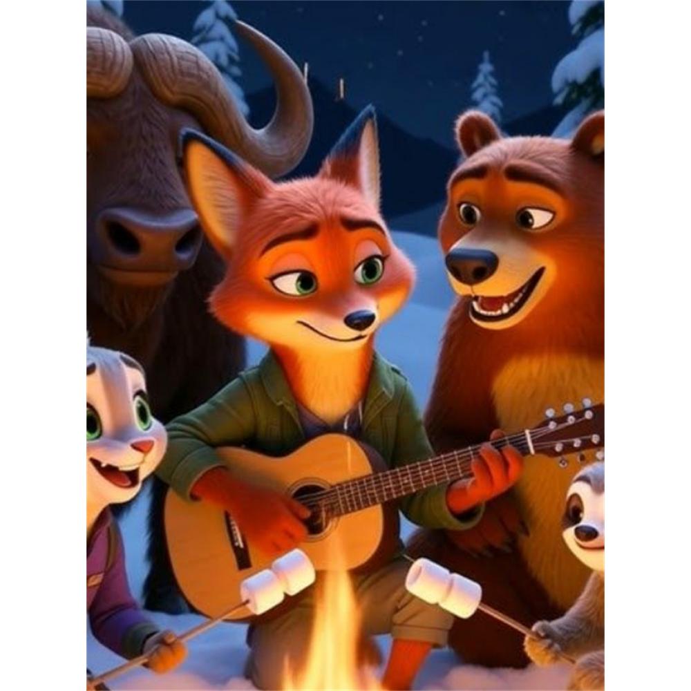 

Disney 5D DIY Diamond Painting Zootopia Healing Fan Art Illustration Full Round Diamond Mosaic Cartoon Embroidery Artwork Home Decoration Round 20x30cm