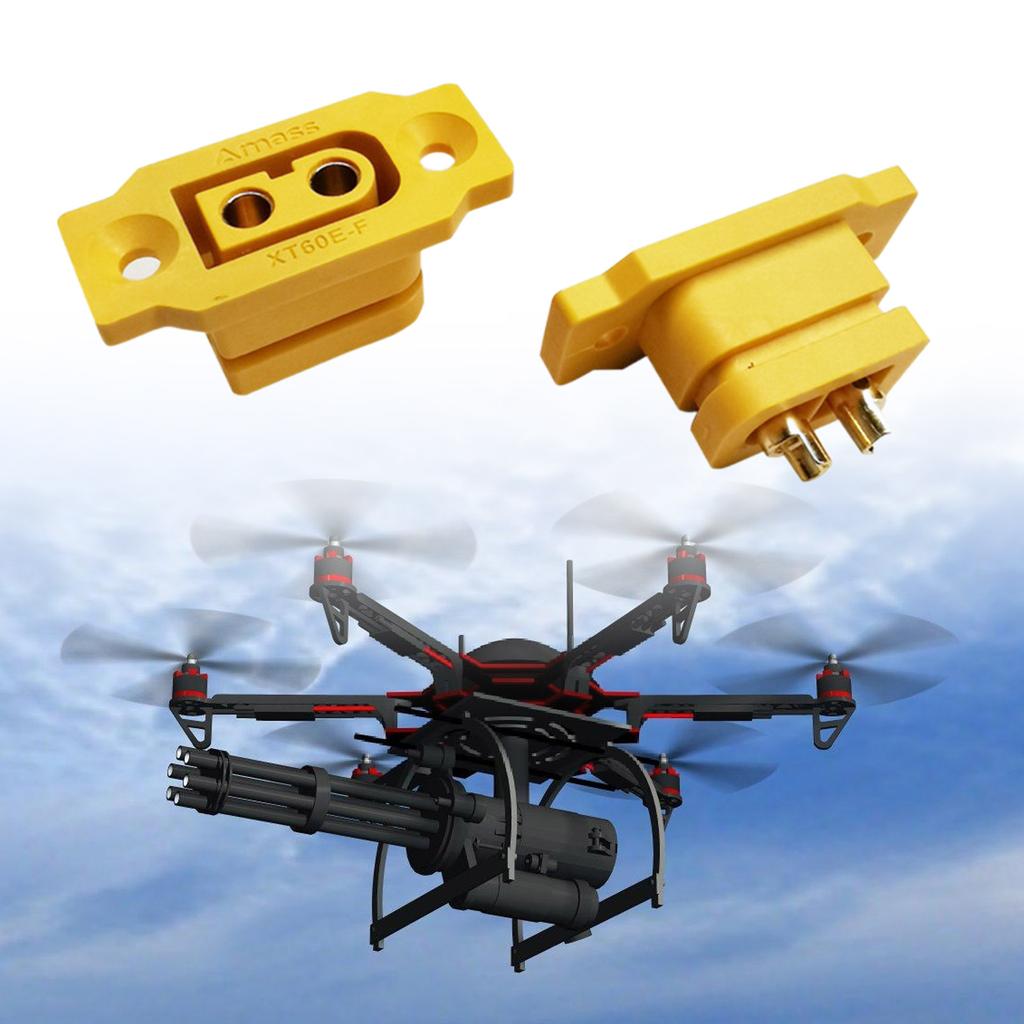 XT60 Fixed Mount Battery Soldering Connector Fixable XT60E-F Gold Plated Adapter Plug Dust Cover for Model Drones