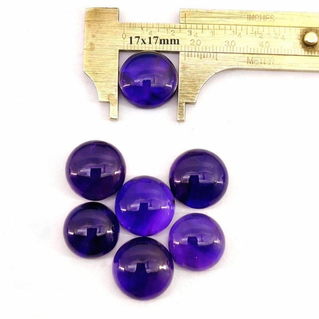 17x17mm Round Amethyst Cabochon Lot, Natural Purple Amethyst Gemstones, Polished Cabochons for Jewelry Making
