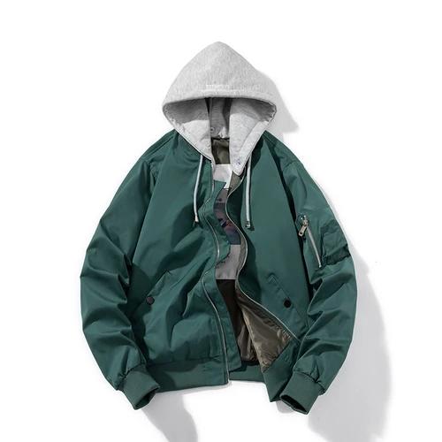 Autumn Winter Men's Jacket Solid Pilot Jacket Women Vintage Hooded Baseball Coat Casual Windbreak Parkas