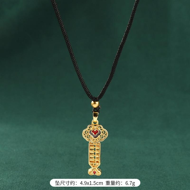 

Древний золотой компас с восемью сокровищами, предохранительный замок, полое ожерелье в стиле ретро, китайский стиль, эмалированная позолоченная подвеска, аксессуары из песочного золота, женские