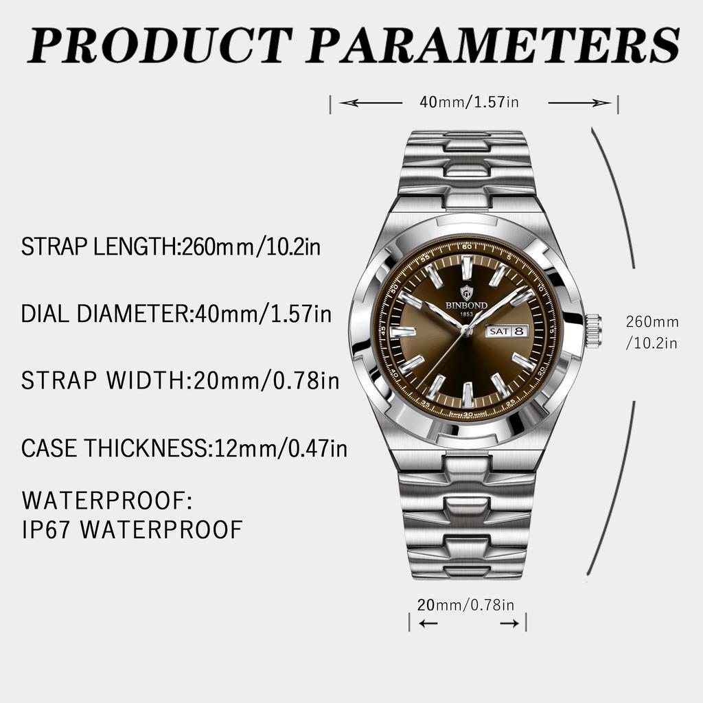 New Luxury Quartz Man Wristwatch Sport Men Watches Waterproof Luminous Date Week Stainless Steel Men's Watch Male Reloj