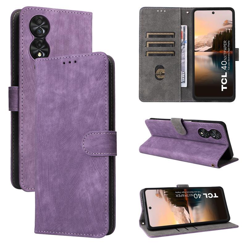 Skórzane etui z klapką do telefonu TCL 40 NxtPaper 4G PU Pełna ochrona obudowy Odporność na wstrząsy z [blokowaniem RFID]