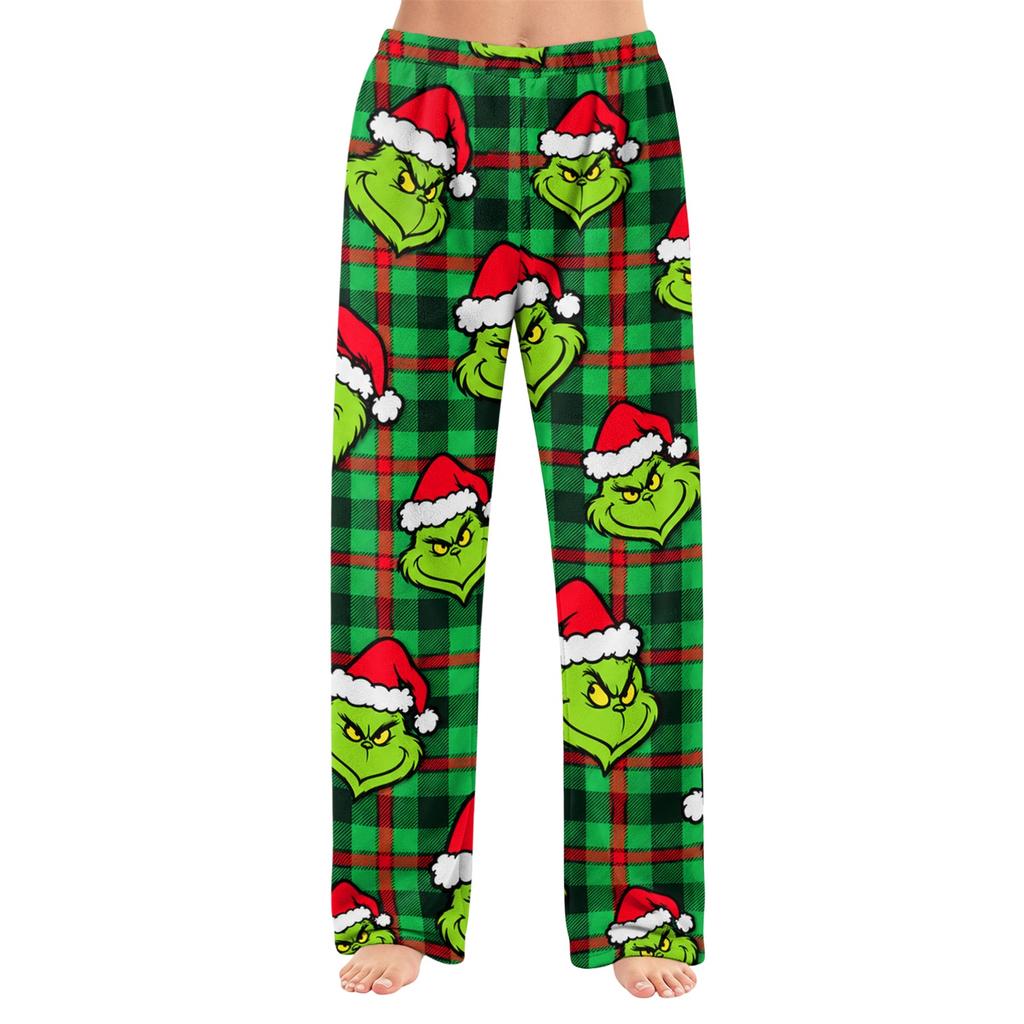 Women's Christmas Print Flannel Pajama Pants Loose Fit Sleep Bottoms for Holiday Lounging