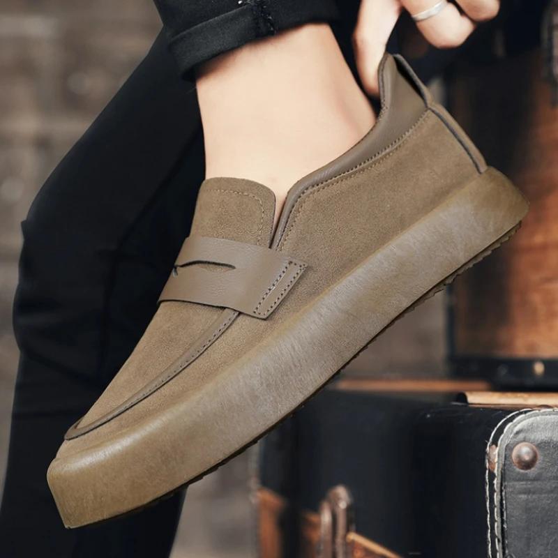 High Quality Men's Shoes Slip-on Male Work Shoes Suede Business Loafers Breathable Non-slip Men Casual Sneakers Shallow Zapatos