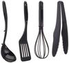 Pearl Metal Kitchen Tool Set Made In and Limited [BLKP] 4-Piece (Black, G-8126) - Japan Spatula, Ladle, Tongs, Whisk, Nylon. Edition.
