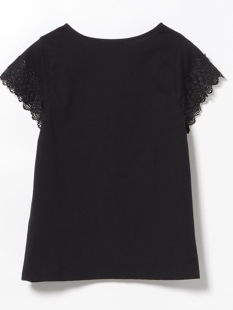 Beams Heart S/S TEE p/Cuff Lace PO25S Women's Black One Size