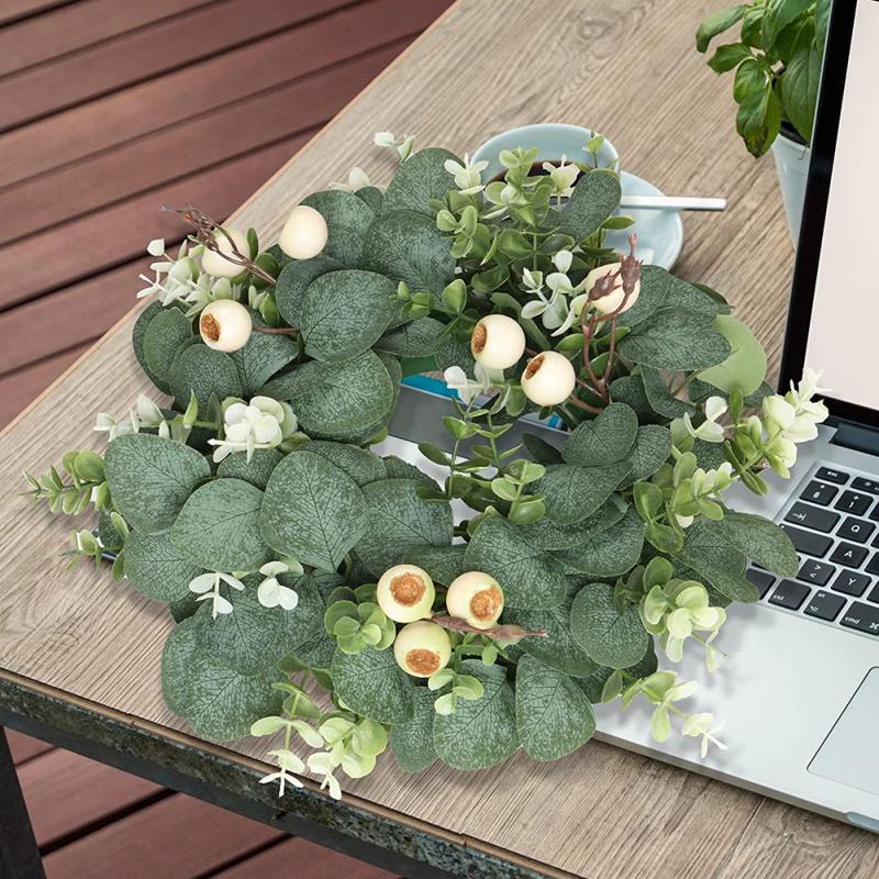 Artificial Eucalyptus Leaves Wreath Simulation Garland With Berries For Wedding Party Front Door