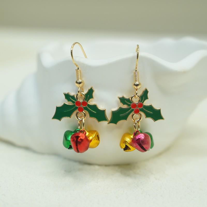 European and American Christmas Bell Earrings with Colorful Enamel, Women's Studs in Alloy Design