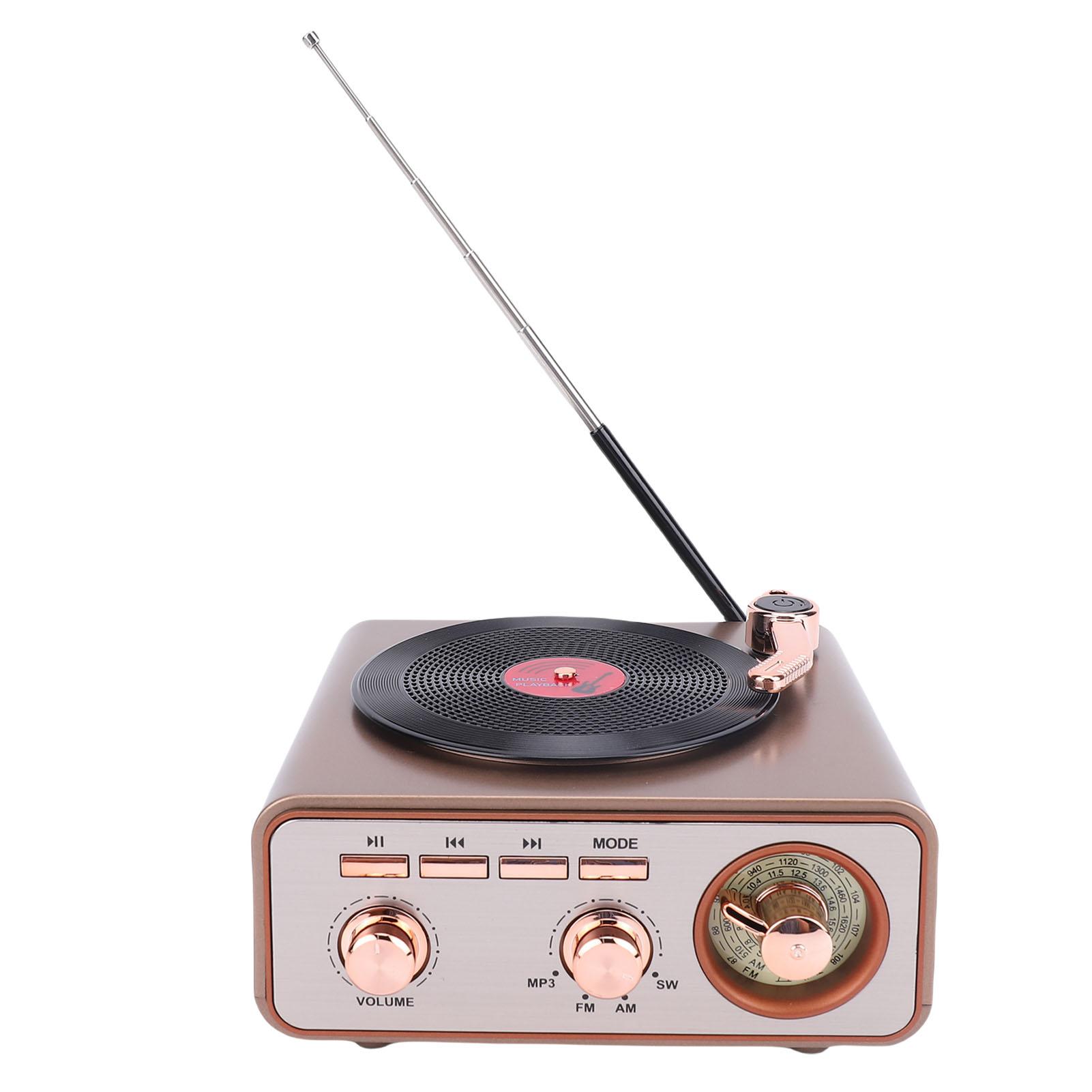 

AM FM SW Radio Retro Spker Rechargble 1200mAh Battery Record Player Spker for Home Kitchen Outdoor