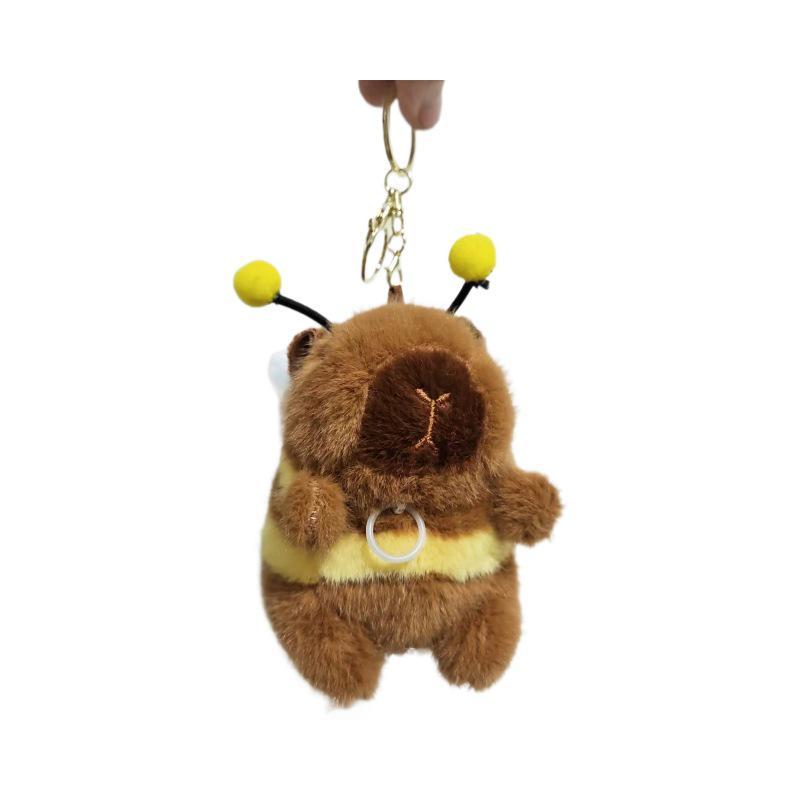 Adorable Plush Bee Capybara Keychain with Flapping Wings - Perfect Small Gift or Claw Machine Prize