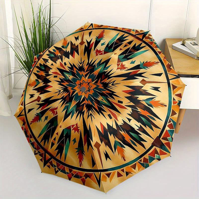 

Bohemian Mandala Round Rug, Vibrant Ethnic Patterned Carpet for Living Room Decor Umbrella, Cute Umbrella with Cute Design, Portable 3-Fold Compact Um