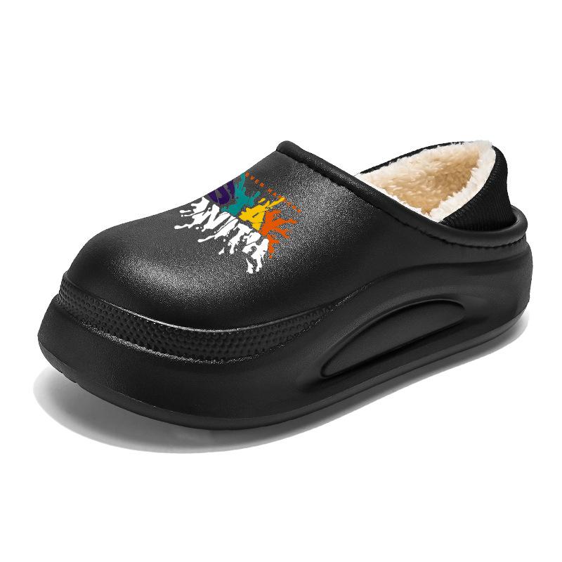 Cotton shoes men's winter kitchen non-slip waterproof velvet warm outer wear one pedal casual thickened cotton slippers