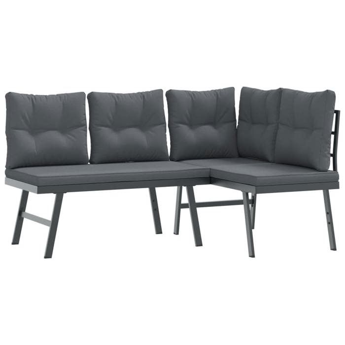 VidaXL Garden Bench Set with Cushions 9 Pcs Black, Outdoor Furniture Set, Picnic Set of 3283736
