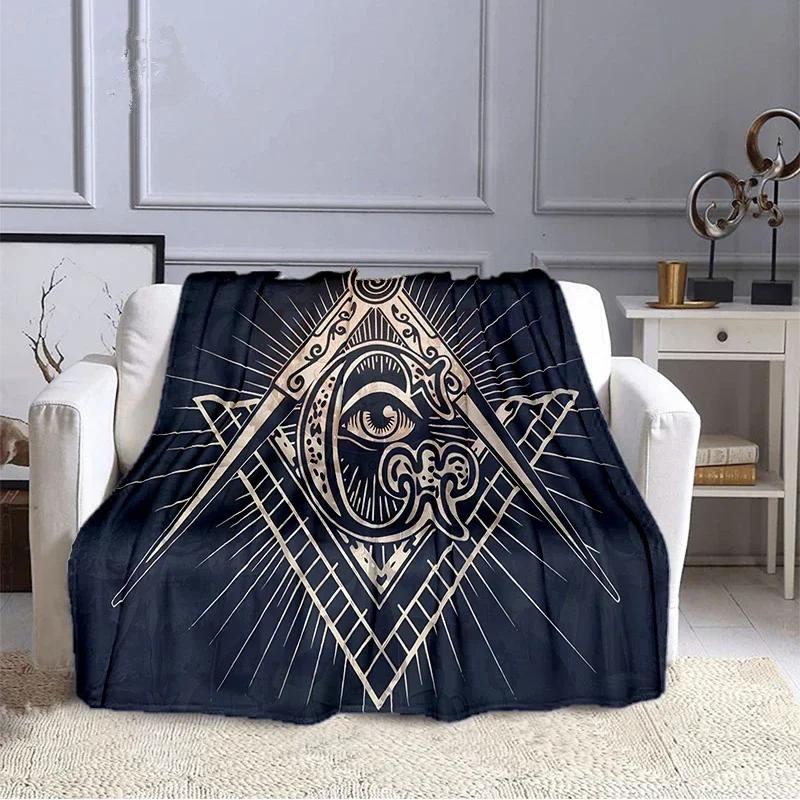Fashion Masonic Portable Sofa Throw Blanket Freemason Flannel Warm Four Seasons Camping Blanket Freemasonry Multi Size Blankets