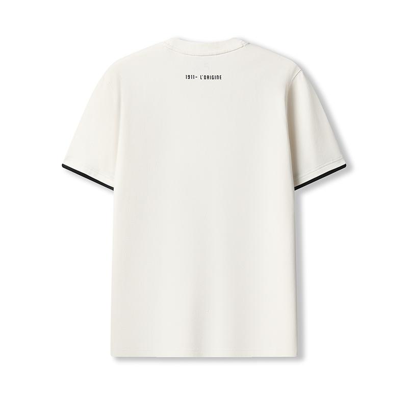 FILA ORIGINALE T Shirts Men's Pudding Cream White IV Crew Neck Moderate Straight Fit F11M539112F-IV