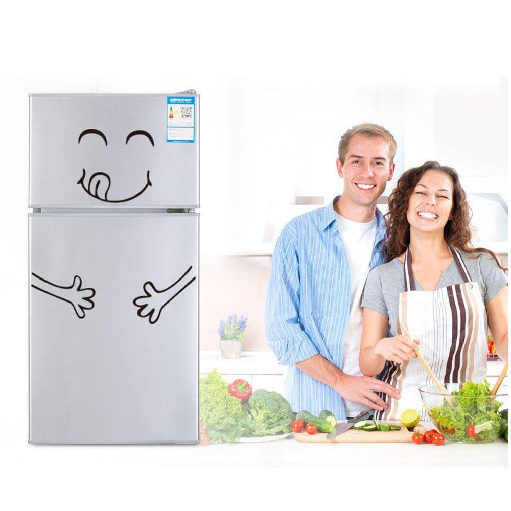 2pcs Smile Refrigerator Stickers Vinyl Refrigerator Wrap Fridge Wrap  Refrigerator