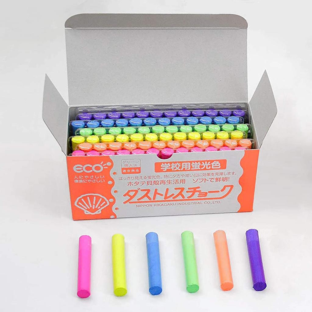 Nippon Rikagaku Dustless Fluorescent Chalk 72 Chalks DCK-72-R Red,