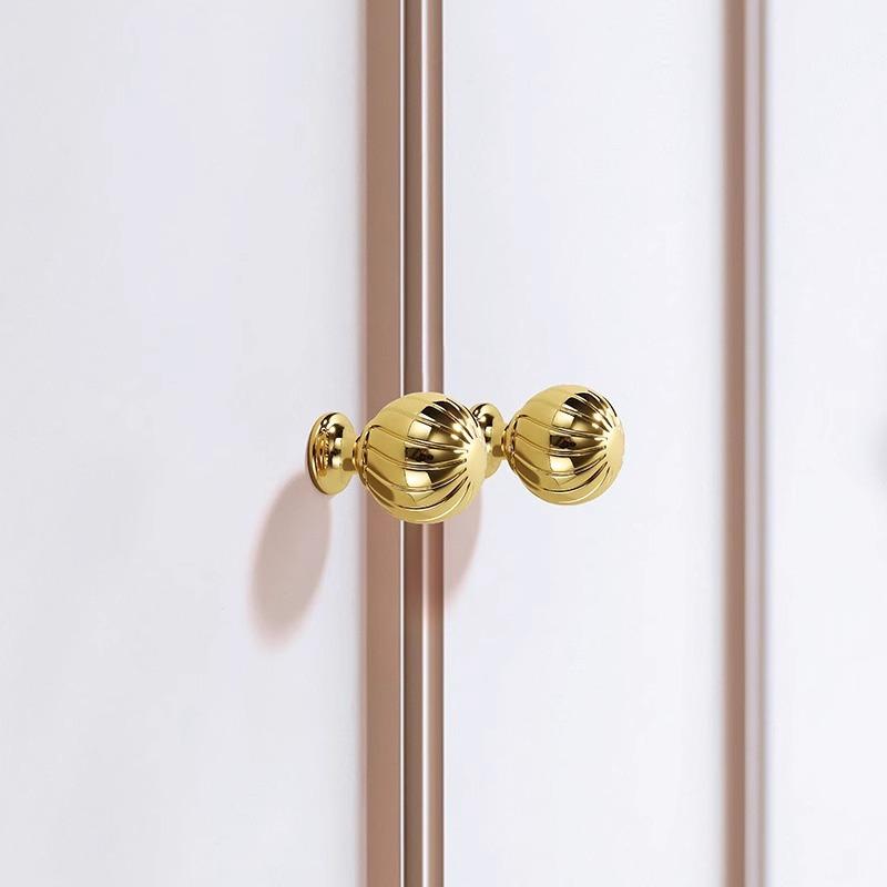 Zinc Alloy, Corrugated, Round, Round Handle, Bedside Table Wardrobe, Wine Cabinet Drawer, Gold Handle, Simple Kitchen Cabinet