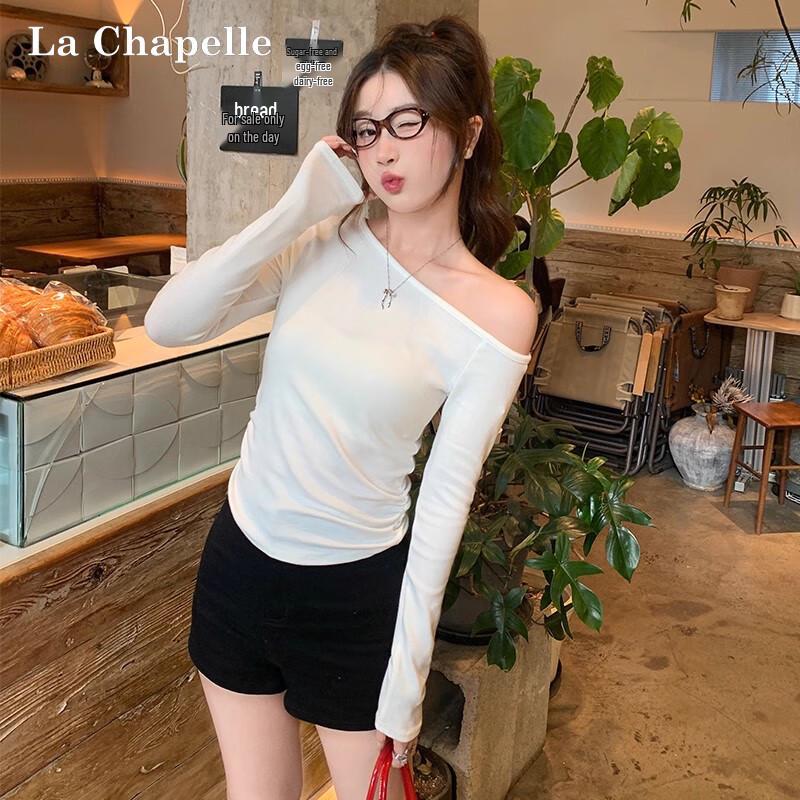La Chapelle Women s Sexy Slim-Fit Off-Shoulder Long Sleeve T-Shirt S