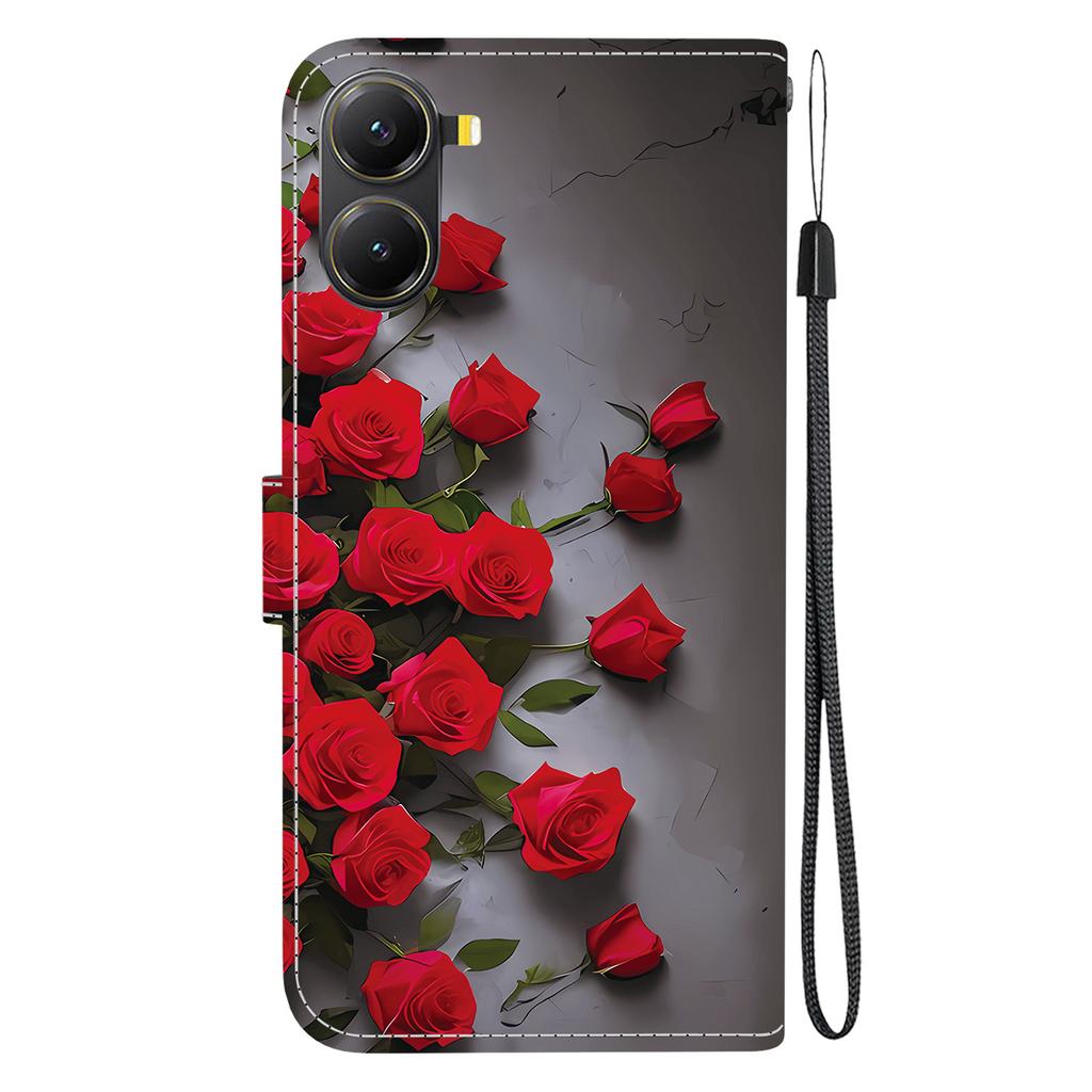 For Xiaomi Redmi Turbo 4 5G/Poco X7 Pro 5G Leather Case Stand Wallet Pattern Printing Phone Cover with Wrist Strap