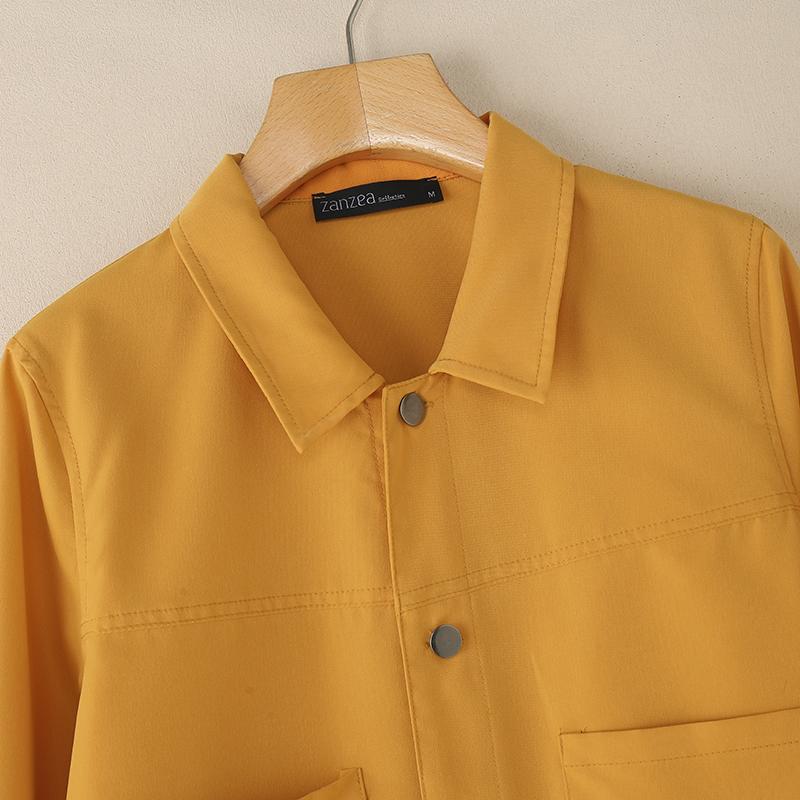 ZANZEA Women Casual Turn Down Collar Loose Long Sleeve Blouse