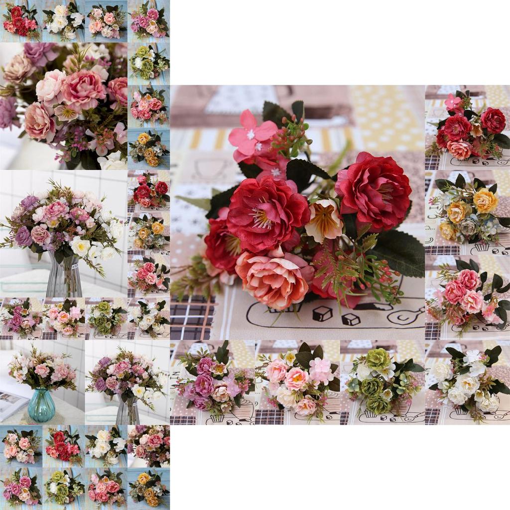 High Realistic Silk Peony And Rose Artificial Bouquet For Bridal And Event Decor