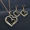 Ladies' Fashion Design Sense Peach Heart Inlaid with Rhinestones Necklace Earrings Zircon Set Wedding Party Holiday Gift